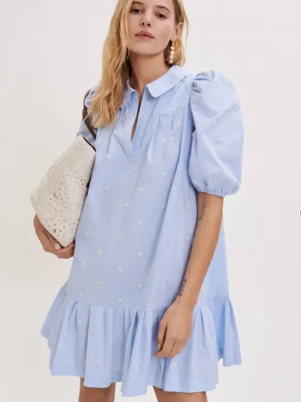MAJE Embroidered Cotton Poplin Dress size 2-4 or small